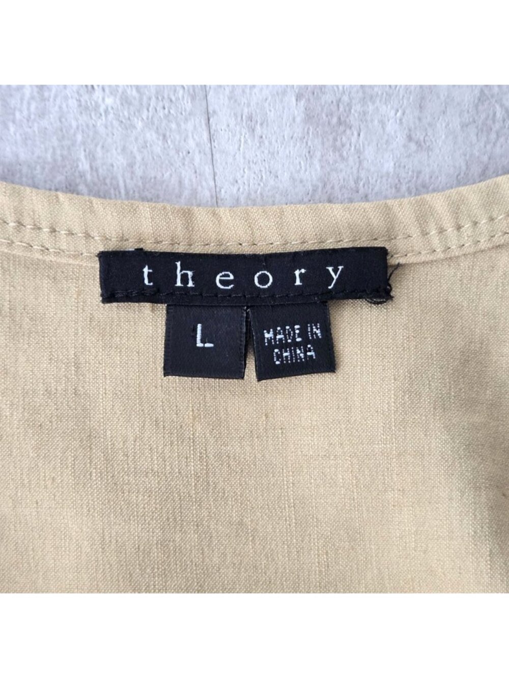 Theory Linen Blend Midi Dress Tan Sleeveless Tiered Cottage Lagenlook Minimalist - Picture 8 of 13